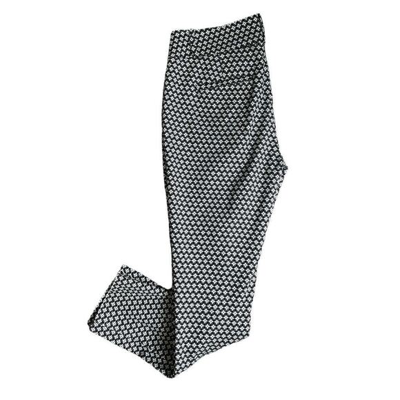 4 LOFT Marisa Skinny Diamond Pattern Pants Black White - Picture 1 of 5